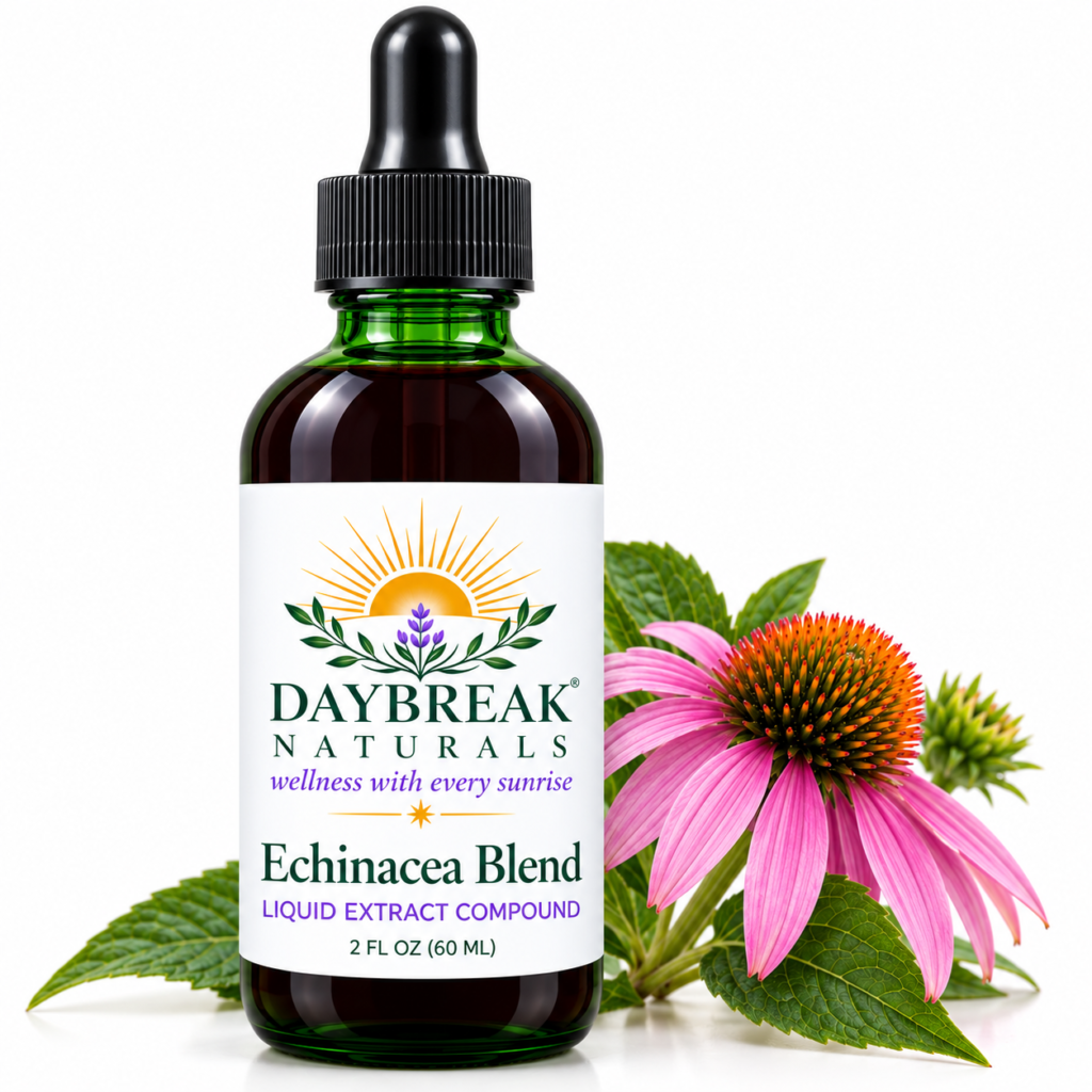 bottle of echinacea tincture with flower